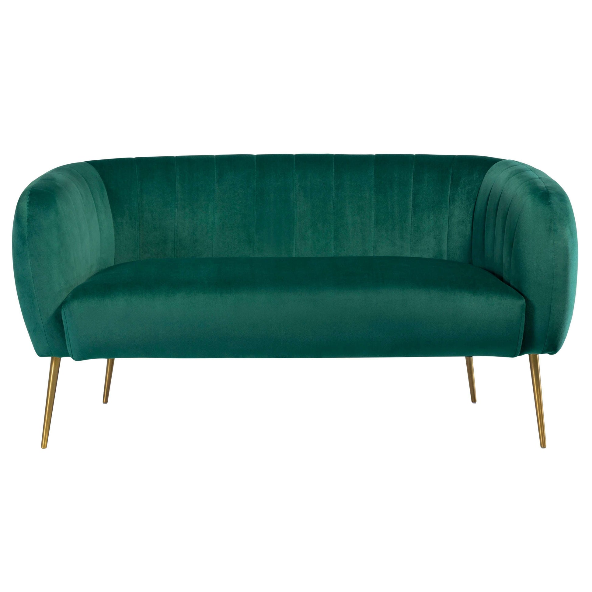 Luxury Velvet Love Seat with Gold Legs green