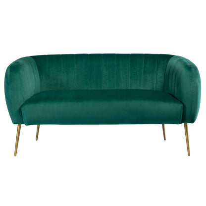 Luxury Velvet Love Seat with Gold Legs green