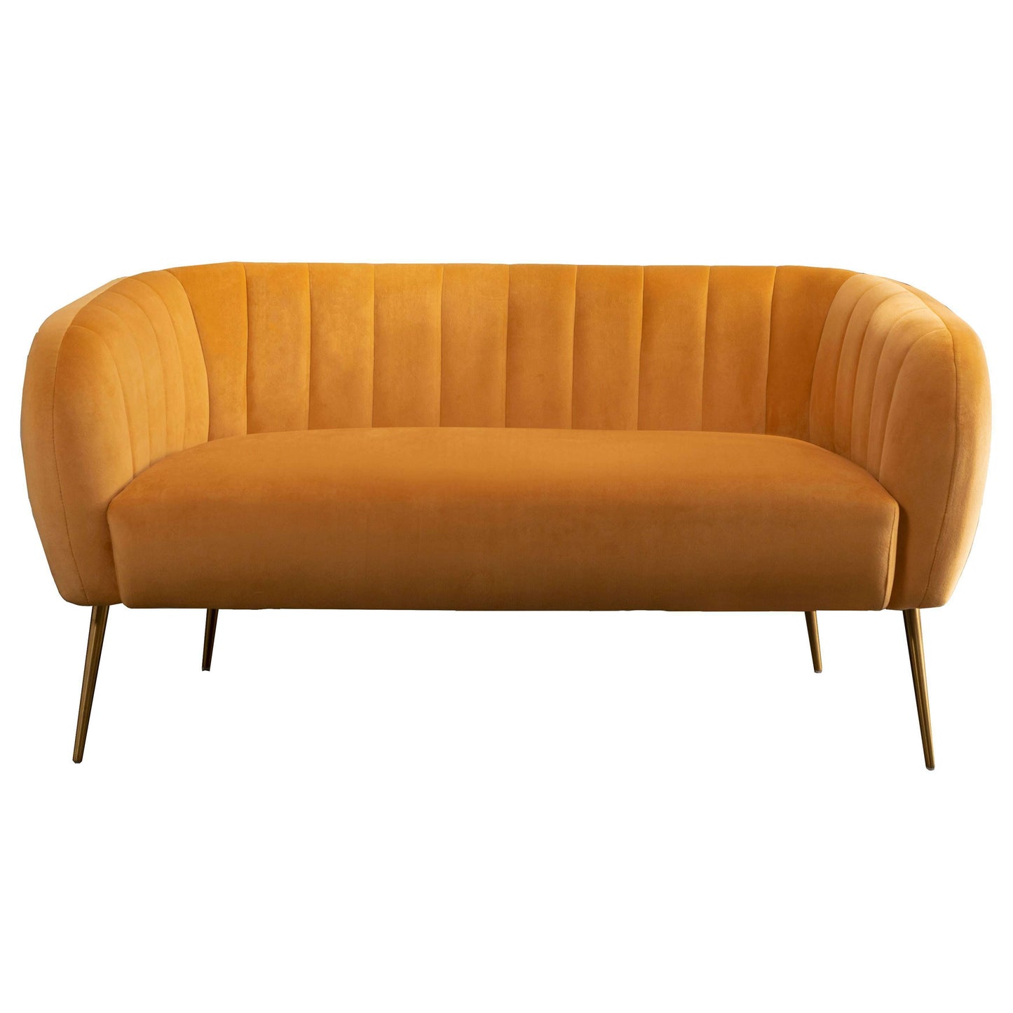Luxury Velvet Love Seat with Gold Legs yellow