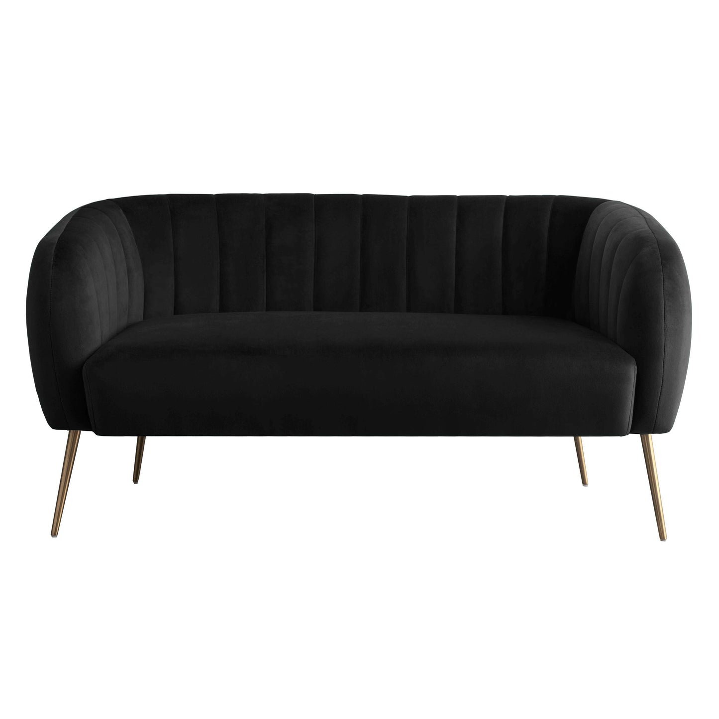 Luxury Velvet Love Seat with Gold Legs black