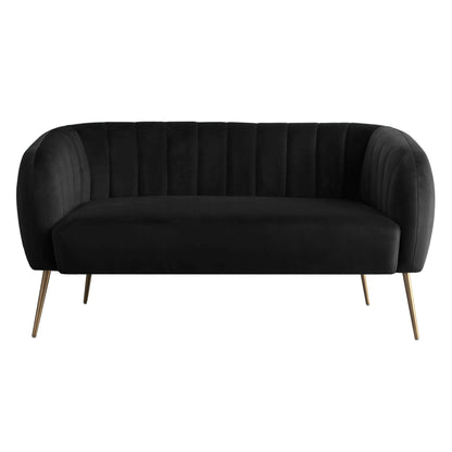 Luxury Velvet Love Seat with Gold Legs black