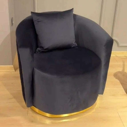 Luxury Velvet Tub Chair Gold Rimmed Base