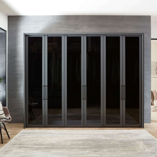 Mayfair VIP Graphite 4-8 Door Hinged Wardrobe Cornice/LED Lights - Height 220 cm