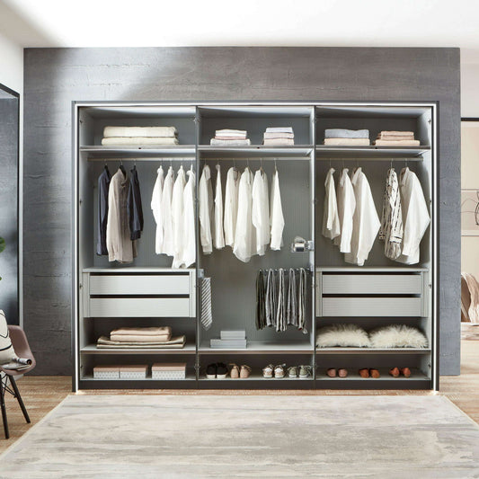 Mayfair VIP Graphite 4-8 Door Hinged Wardrobe Framed/LED Lights - Height 220 cm