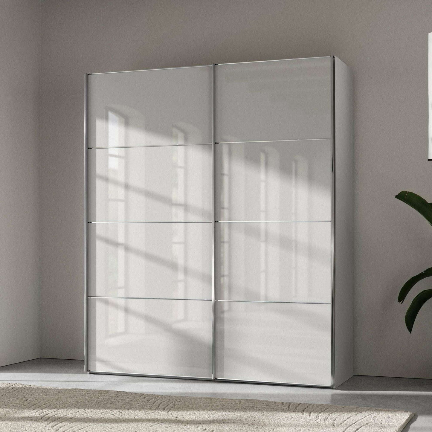 Miami 2 Door Coloured Glass 4 Panel Sliding Wardrobe - Height 217 cm
