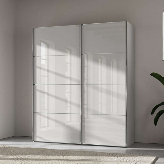 Miami 2 Door Coloured Glass 4 Panel Sliding Wardrobe - Height 217 cm