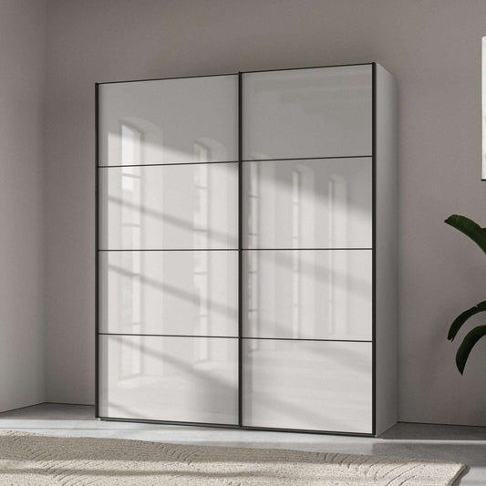 Miami 2 Door Coloured Glass 4 Panel Sliding Wardrobe - Height 236 cm