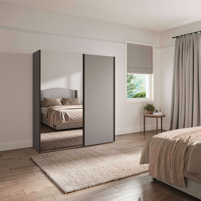 Miami 2 Door Mirrored Sliding Wardrobe - Height 217 cm matt havana