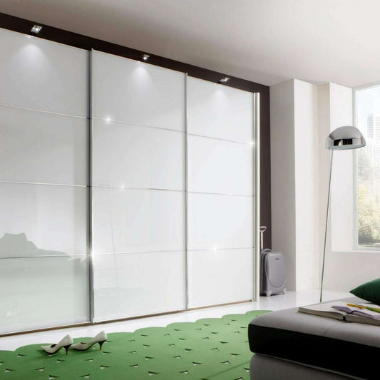Miami 3 Door Coloured Glass 4 Panel Sliding Wardrobe - Height 236 cm