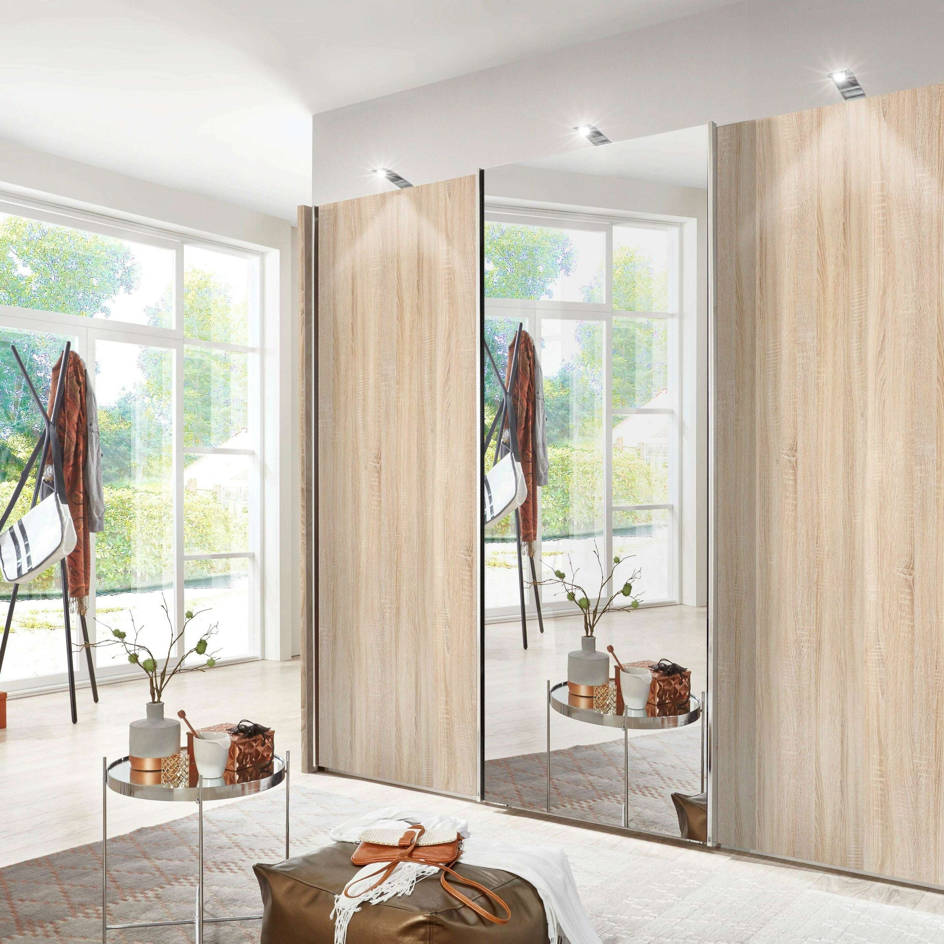 Miami 3 Door Mirrored Sliding Wardrobe - Height 217 cm