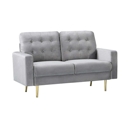 Modern Buttoned Plush Velvet 2 & 3 Seater Sofa with Gold Legs 