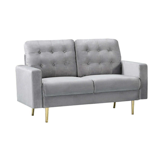 Modern Buttoned Plush Velvet 2 & 3 Seater Sofa with Gold Legs 