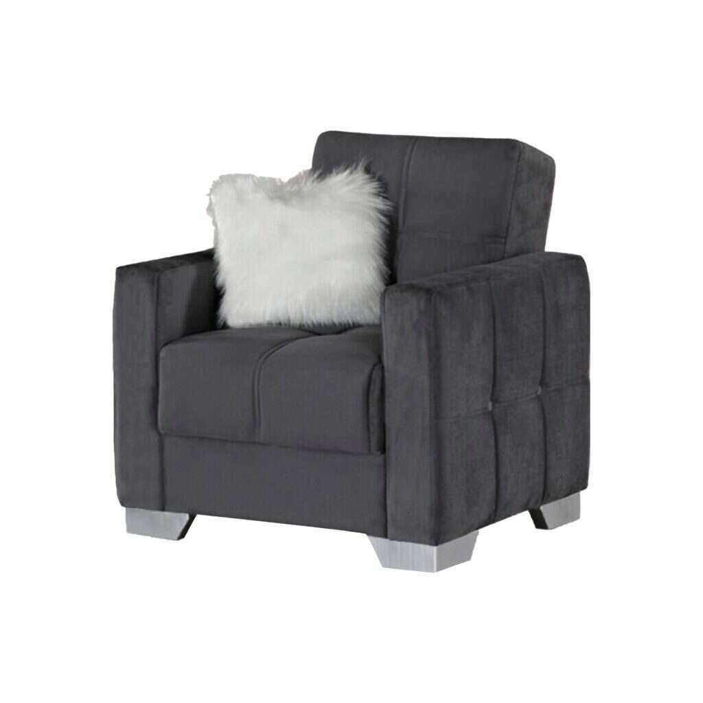 Modern Plush Velvet 1 Seater Chaise Chair grey
