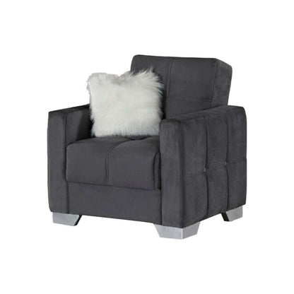 Modern Plush Velvet 1 Seater Chaise Chair grey
