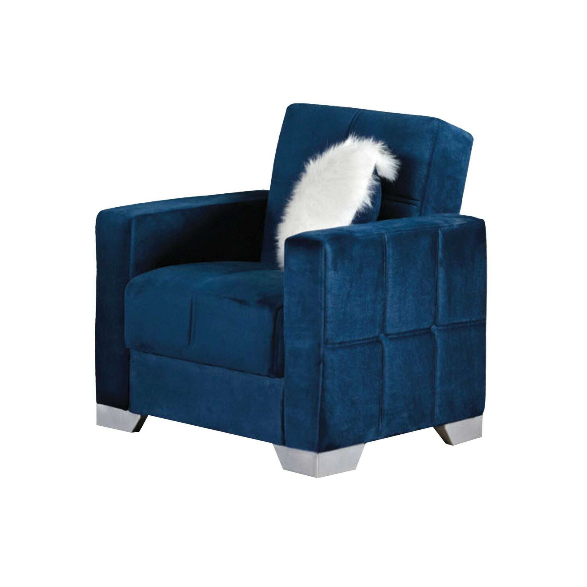 Modern Plush Velvet 1 Seater Chaise Chair blue
