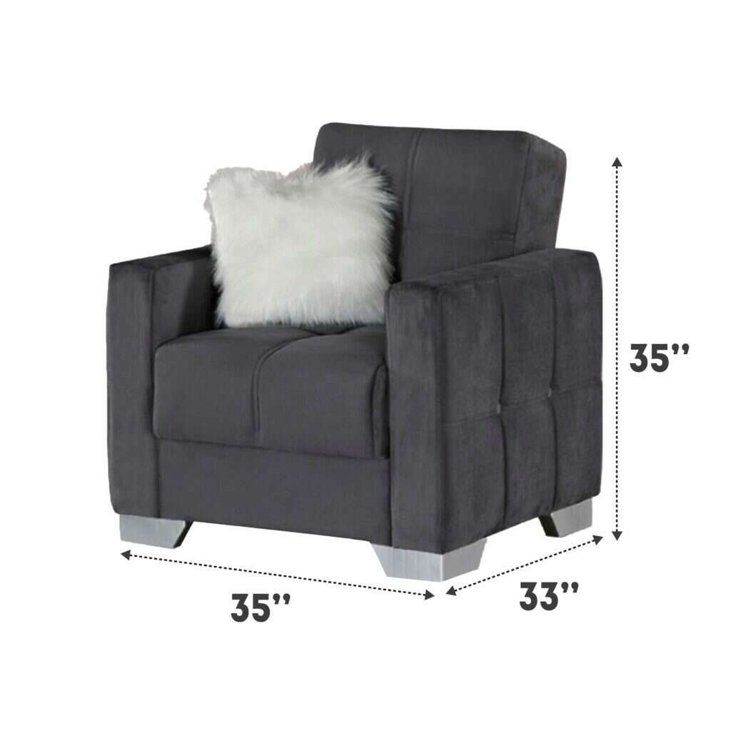 Modern Plush Velvet 1 Seater Chaise Chair dimensions