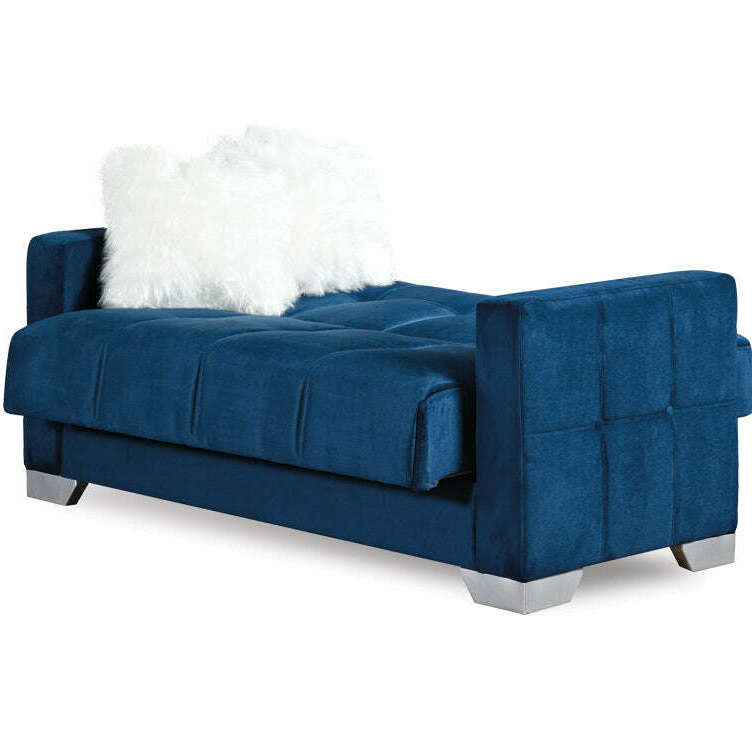 Modern Plush Velvet 2 & 3 Seater Chaise Sofa Bed 2 blue chaise mode