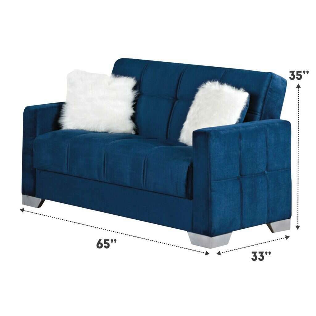 Modern Plush Velvet 2 & 3 Seater Chaise Sofa Bed 2 blue dimensions
