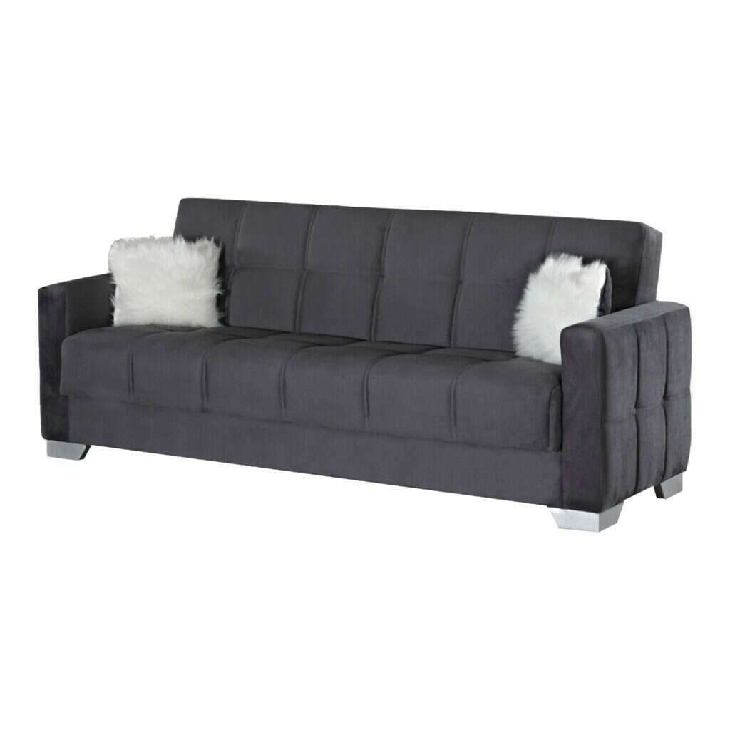 Modern Plush Velvet 2 & 3 Seater Chaise Sofa Bed 3 grey