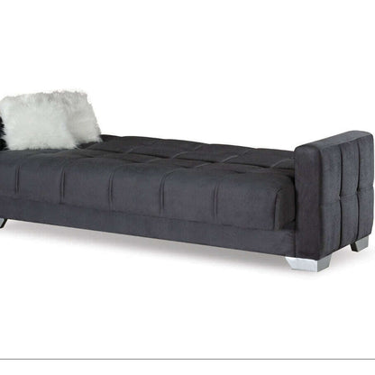 Modern Plush Velvet 2 & 3 Seater Chaise Sofa Bed 3 grey chaise mode