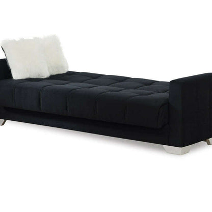 Modern Plush Velvet 2 & 3 Seater Chaise Sofa Bed 3 black chaise mode