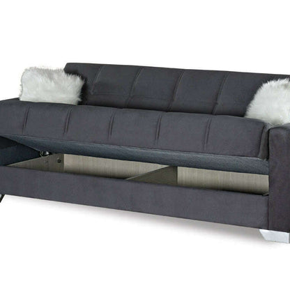 Modern Plush Velvet 2 & 3 Seater Chaise Sofa Bed 3 grey lift