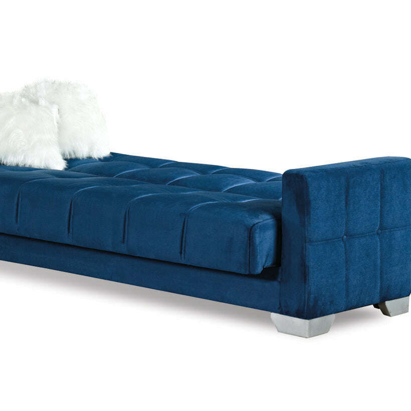 Modern Plush Velvet 2 & 3 Seater Chaise Sofa Bed 3 blue chaise mode