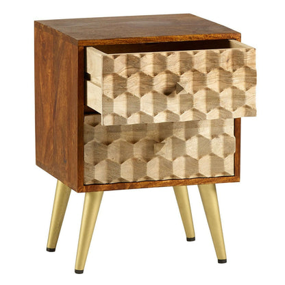 Modern Retro Solid Wood 2 Drawer Side Chest drawers