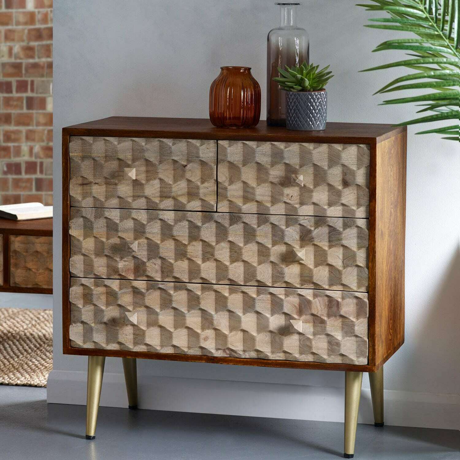 Modern Retro Solid Wood 4 Drawer Chest