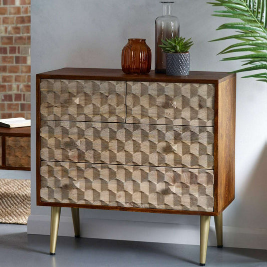 Modern Retro Solid Wood 4 Drawer Chest