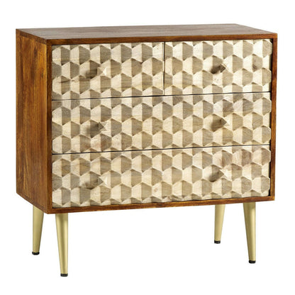Modern Retro Solid Wood 4 Drawer Chest front view