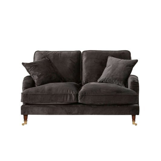 Plush Velvet 2 & 3 Seater Sofa with Gold Rolled Feet 2 black