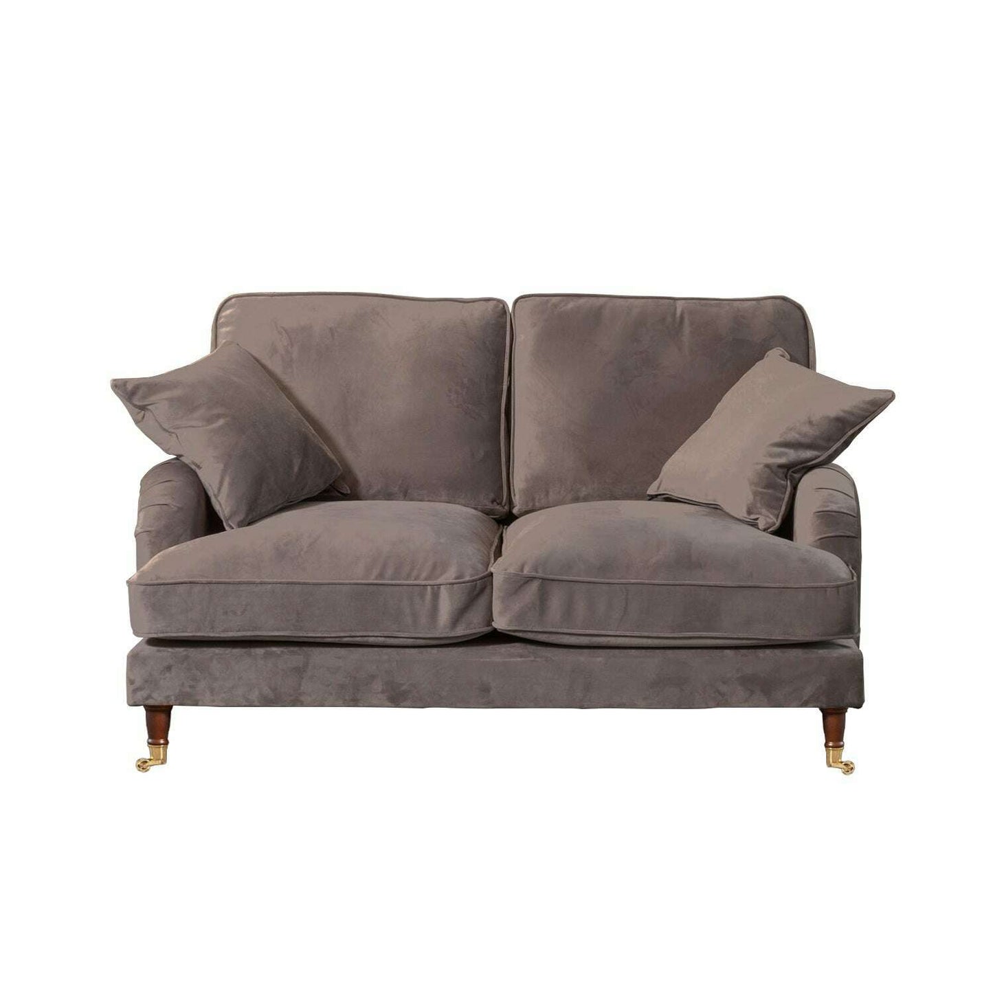 Plush Velvet 2 & 3 Seater Sofa with Gold Rolled Feet 2 dark grey