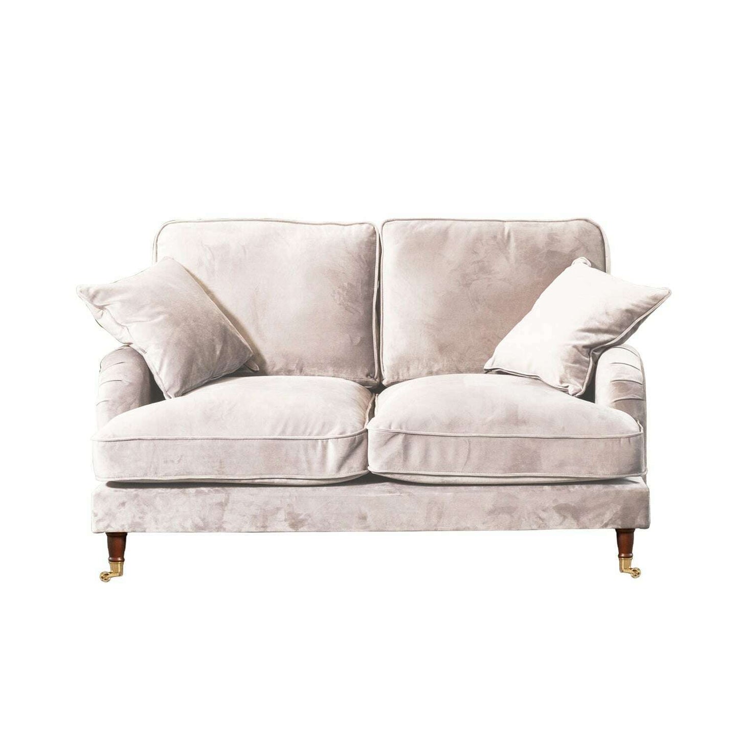 Plush Velvet 2 & 3 Seater Sofa with Gold Rolled Feet light grey