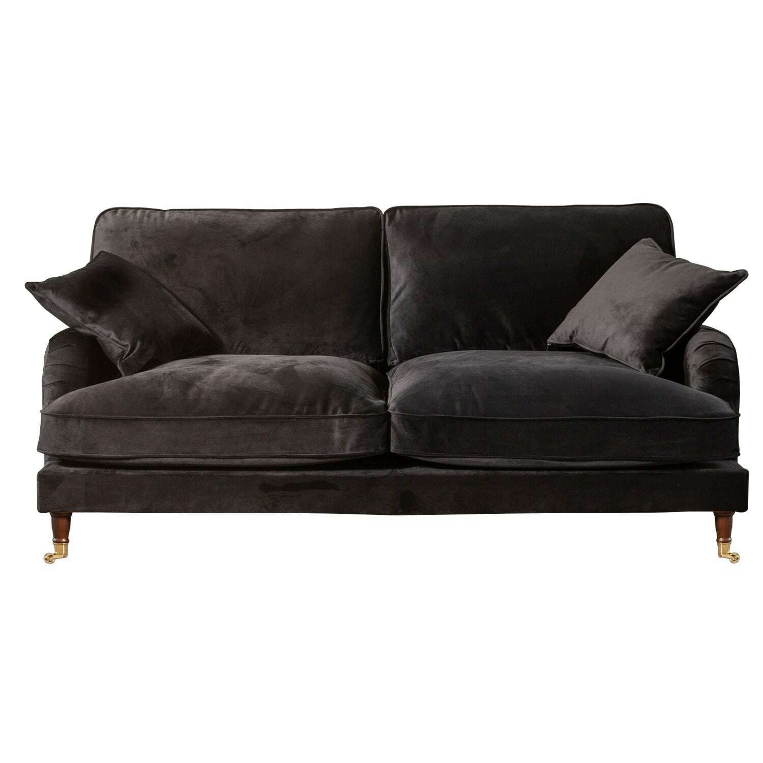 Plush Velvet 2 & 3 Seater Sofa with Gold Rolled Feet 3 black