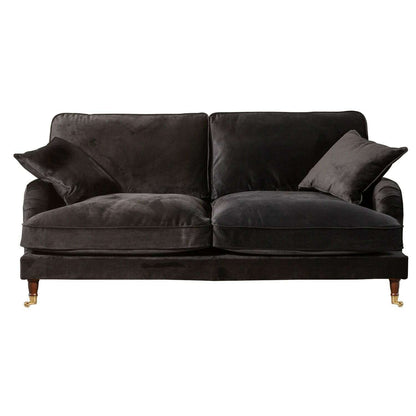Plush Velvet 2 & 3 Seater Sofa with Gold Rolled Feet 3 black
