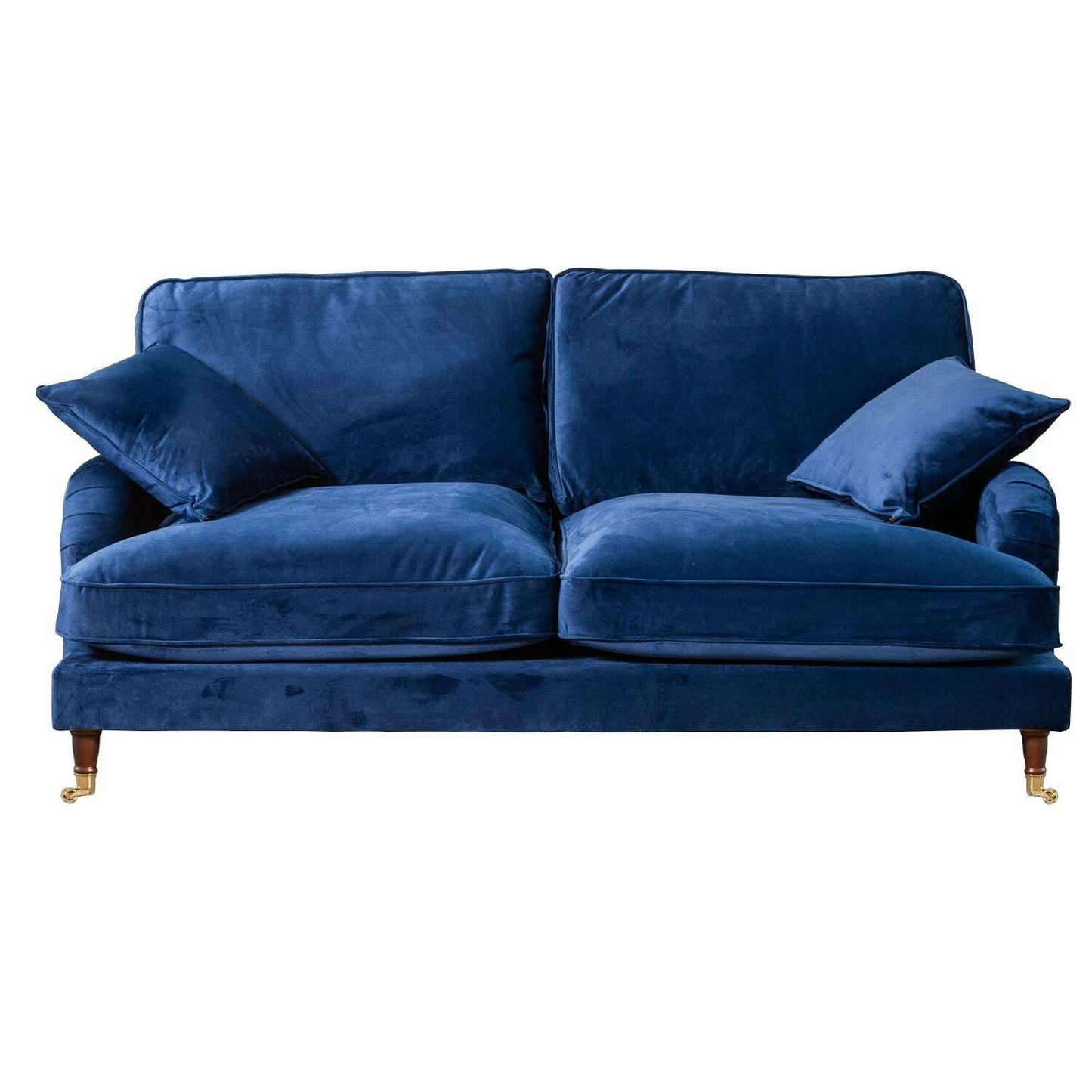 Plush Velvet 2 & 3 Seater Sofa with Gold Rolled Feet 3 blue
