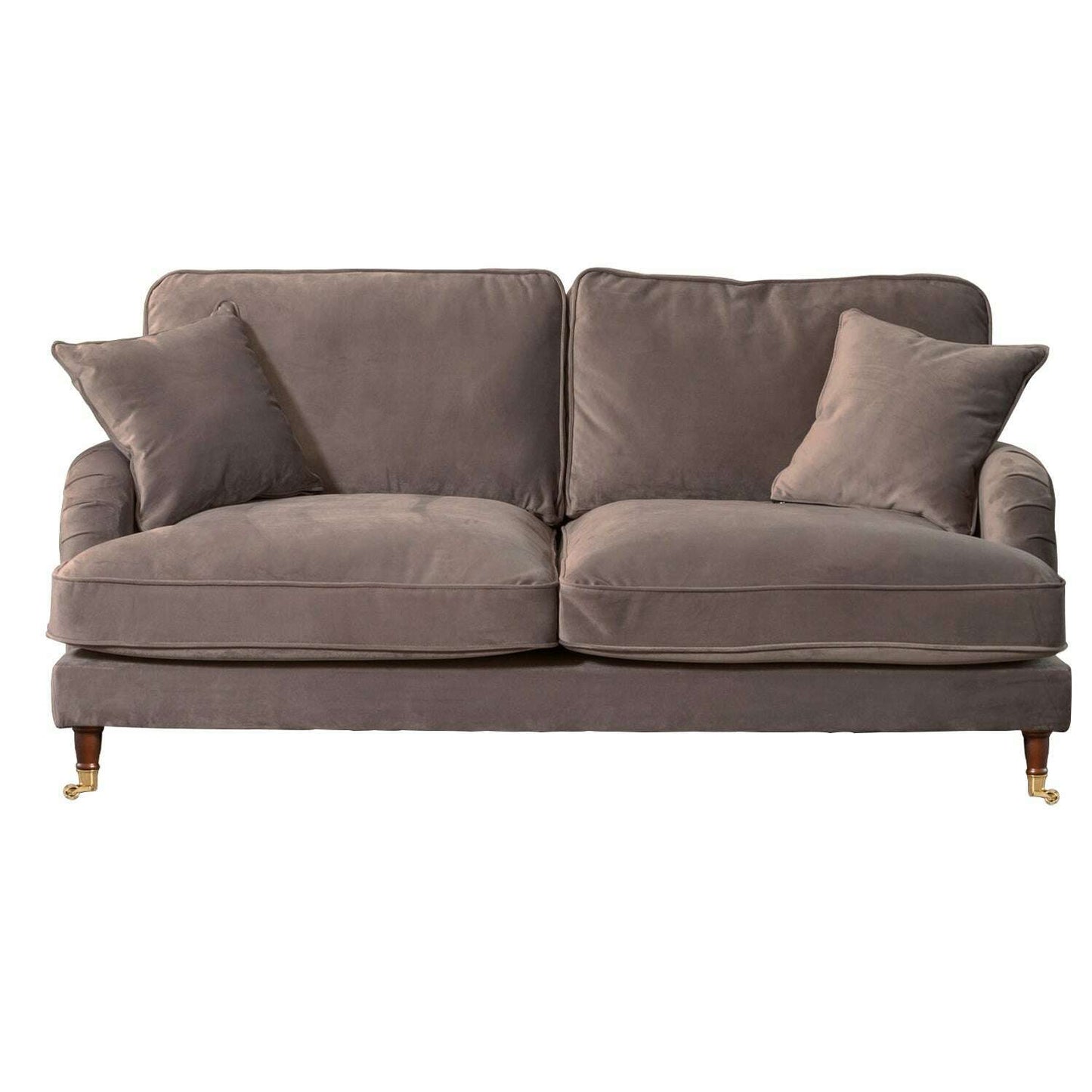 Plush Velvet 2 & 3 Seater Sofa with Gold Rolled Feet 3 dark grey