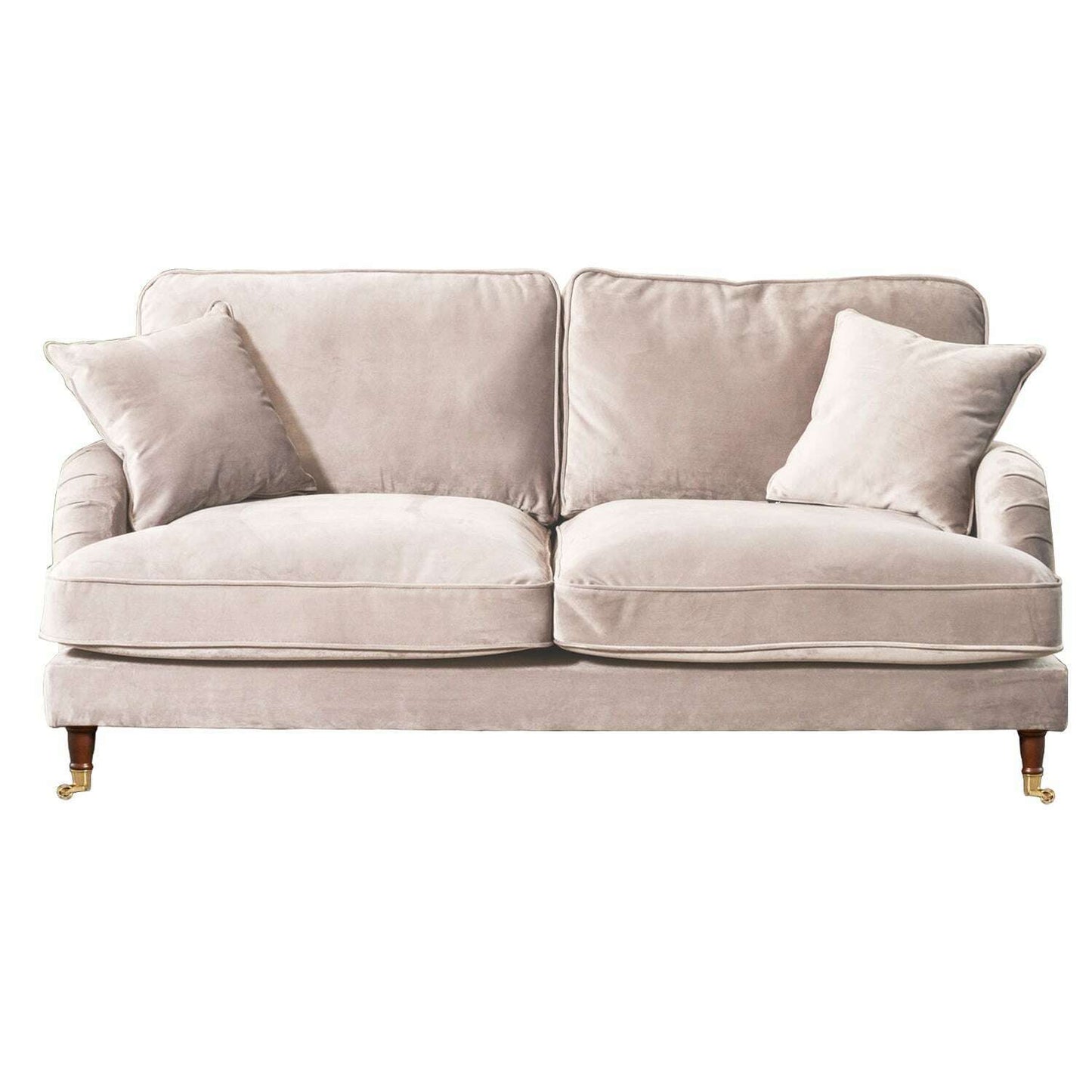 Plush Velvet 2 & 3 Seater Sofa with Gold Rolled Feet 3 light grey