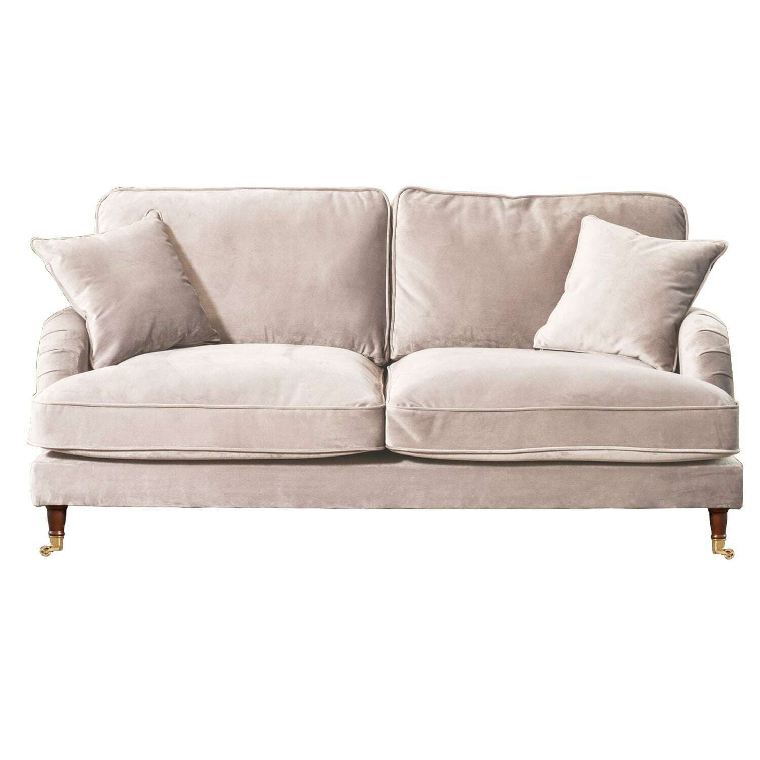 Plush Velvet 2 & 3 Seater Sofa with Gold Rolled Feet 3 light grey