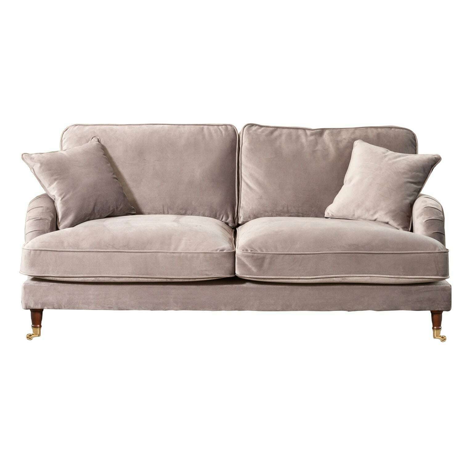 Plush Velvet 2 & 3 Seater Sofa with Gold Rolled Feet 3 med grey