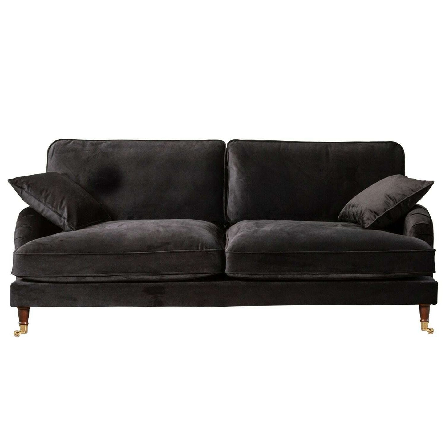 Plush Velvet 2 & 3 Seater Sofa with Gold Rolled Feet 4 black