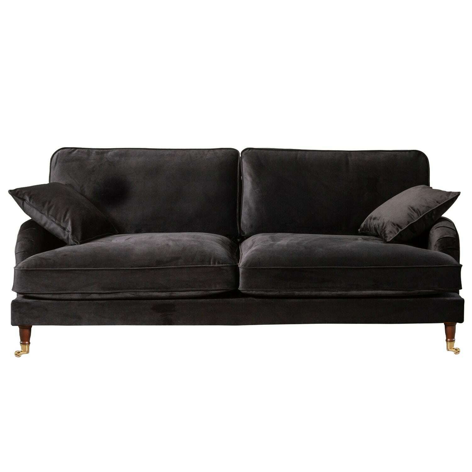 Plush Velvet 2 & 3 Seater Sofa with Gold Rolled Feet 4 black