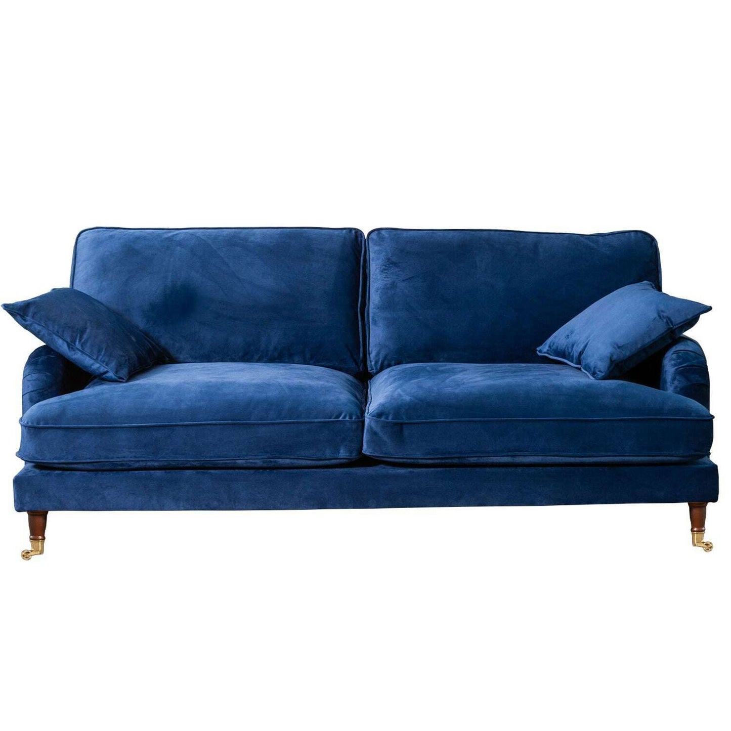 Plush Velvet 2 & 3 Seater Sofa with Gold Rolled Feet 4 blue