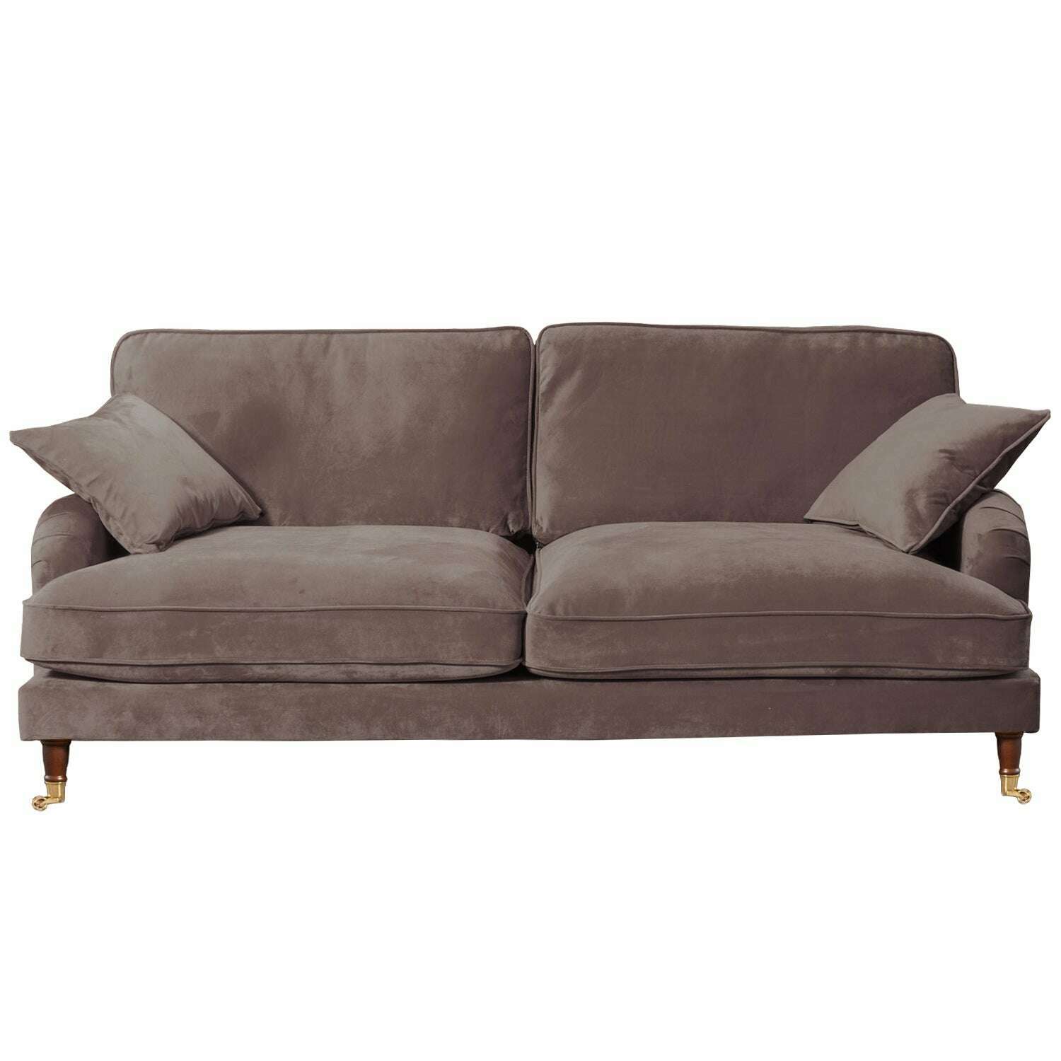 Plush Velvet 2 & 3 Seater Sofa with Gold Rolled Feet  4 dark grey
