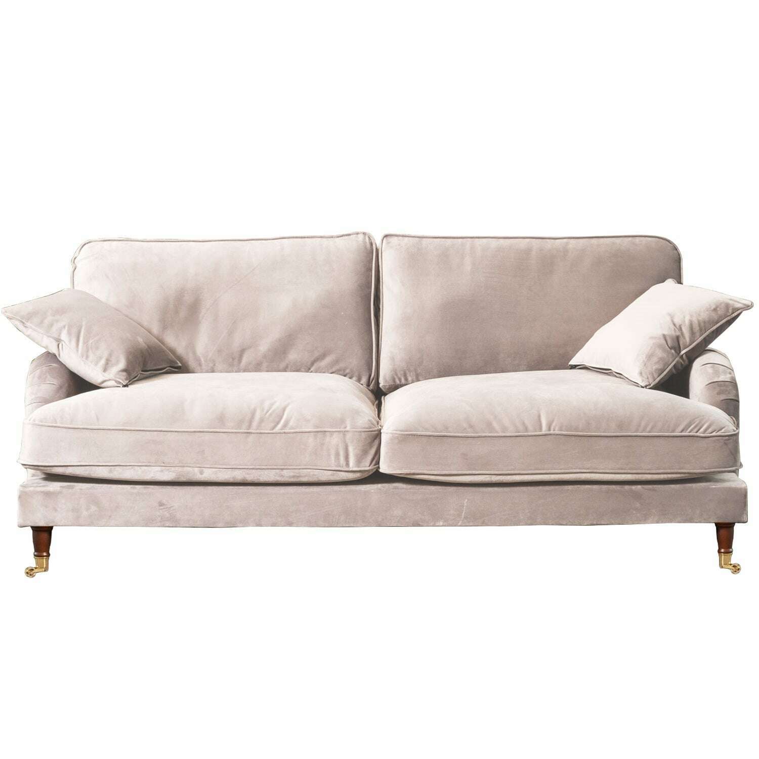 Plush Velvet 2 & 3 Seater Sofa with Gold Rolled Feet 4 light grey