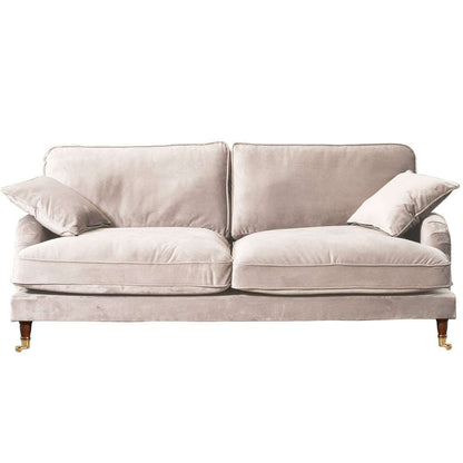 Plush Velvet 2 & 3 Seater Sofa with Gold Rolled Feet 4 light grey