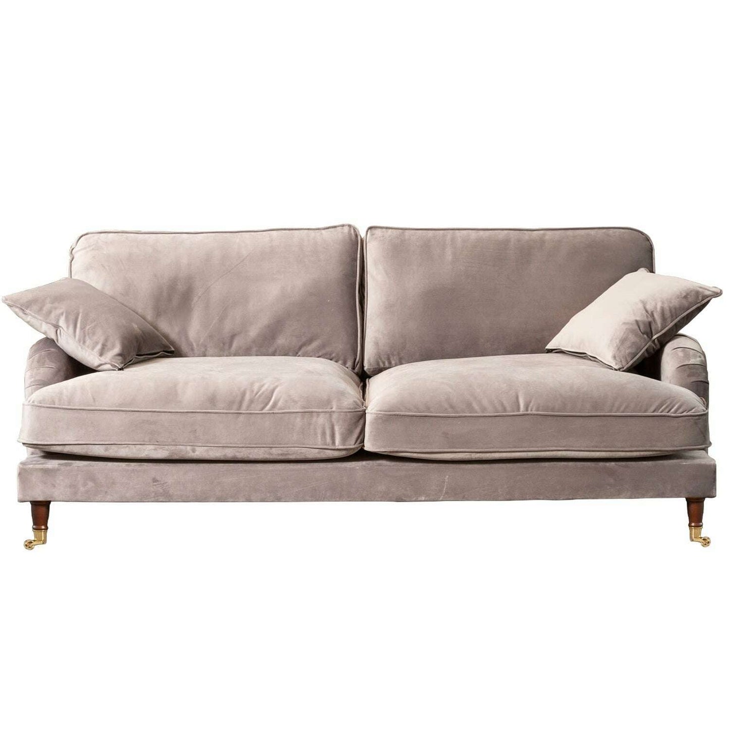 Plush Velvet 2 & 3 Seater Sofa with Gold Rolled Feet 4 med grey