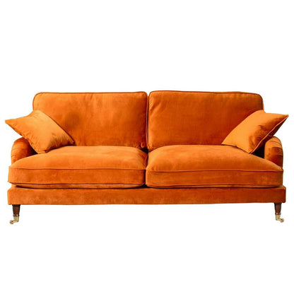 Plush Velvet 2 & 3 Seater Sofa with Gold Rolled Feet4 orange
