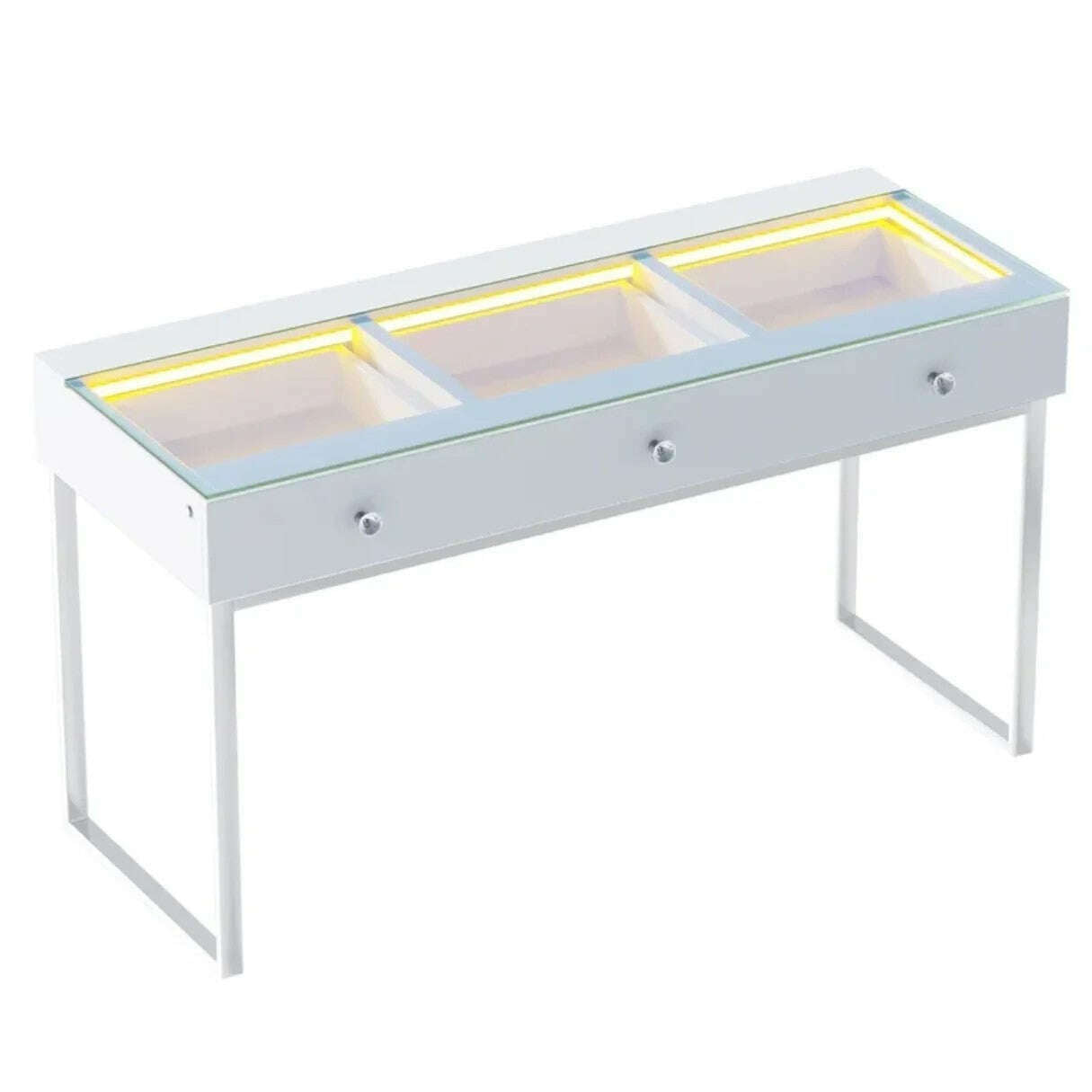 Professional Vanity Desk with 3 Storage Drawers USB/Integrated LED Lights white